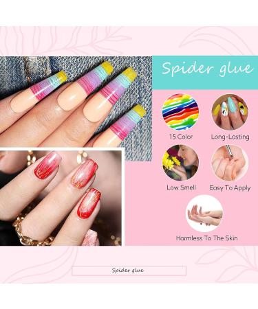 COOSA Spider Gel Art Nail Kit - 15 Colors for Line Pulling & Silk Drawing Decoration - Buy Online on GoSupps.com
