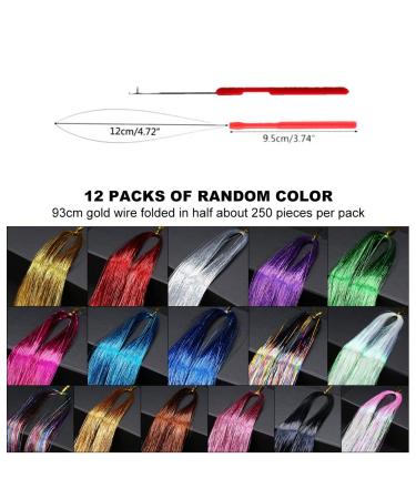 Mlysnd Hair Extensions & Tinsel - 12 Colors Heat Resistant Hair Lametta for Cosplay & Festival - Colorful Glitter Strands & Tools Included - Buy Online on GoSupps.com