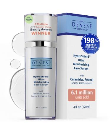 Dr. Denese SkinScience HydroShield Ultra Moisturizing Face Serum 4 oz Retinol & Ceramide Formula for Deep Moisture Smooth Radiant Skin Fine Line Care Dermatologist-Tested & Cruelty-Free 4 Fl Oz (Pack of 1)