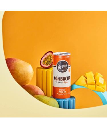 Remedy Kombucha Tea Organic Drink | Sugar-Free, Keto, Vegan & Gluten-Free | Mango Passion Flavor | 8.5 Fl Oz Can 24-Pack - Buy Online on GoSupps.com