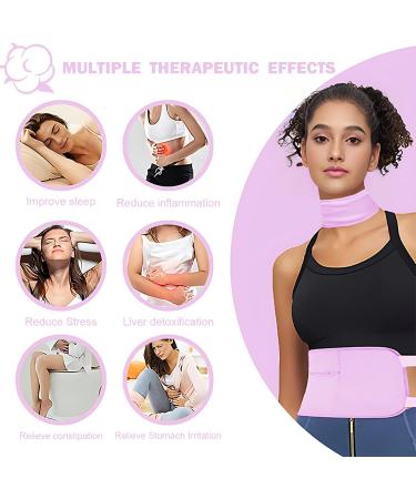 2 Pcs Castor Oil Pack Wrap Kit Reusable Castor Oil Pack Wrap Kit Adjustable Anti-Leakage Castor Oil Pack for Liver Detoxification Aid Sleep Sleep and Digestion relieves Constipation (Pink) - Buy Online on GoSupps.com