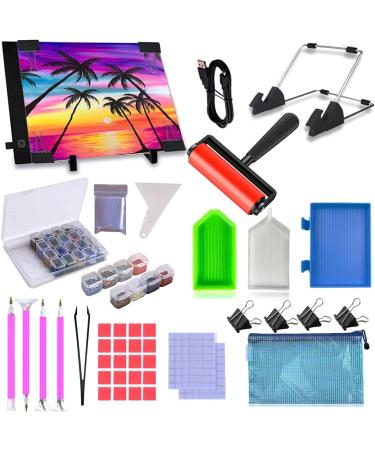 LIRUNQIU 59 Pcs Diamond Painting A4 LED Light Pad Kit - Full Drill 5D Diamond Painting Accessories for Adults and Kids - Includes Storage Case and Tools - Buy Online on GoSupps.com