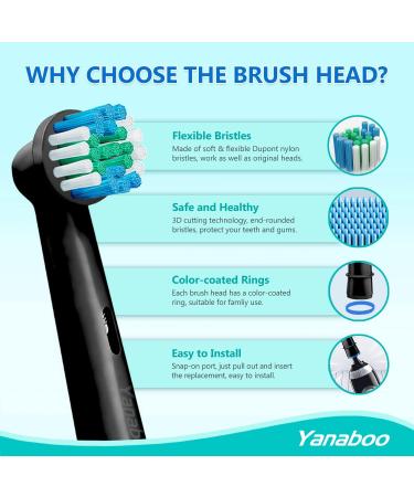 Yanaboo Toothbrush Heads Compatible with Braun Oral B Electric Toothbrushes Black Precision Clean Replacement Brush Head Fit Professional Care and More Vitality Pro Smart Genius Series (Pack of 8) 8c Black - Buy Online on GoSupps.com