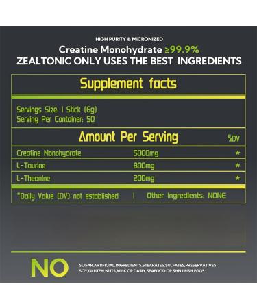5000mg 99.9% Micronized Creatine Monohydrate Powder Stick Packs with 800mg of Taurine and 200mg of L-theanine Supports Strength Lean Muscle & Recovery for Men & Women Creatine Packets 50 Servings - Buy Online on GoSupps.com