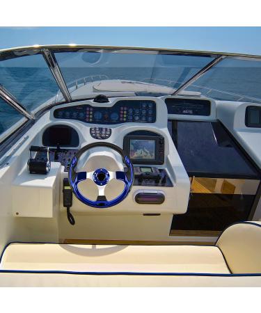 QYMOPAY 12.5inch Boat Steering Wheel with Carbon Fiber | Anti-Slip Design | Marine Steering Wheel Adapter | for Boats, Yachts, and Pontoon Boats - Blue - Buy Online on GoSupps.com
