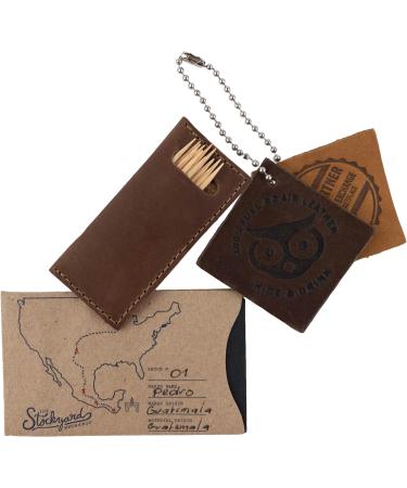 Full Grain Leather Toothpick Case Set (4 Pack) Handmade by Hide & Drink - Single Malt Mahogany - Buy Online on GoSupps.com