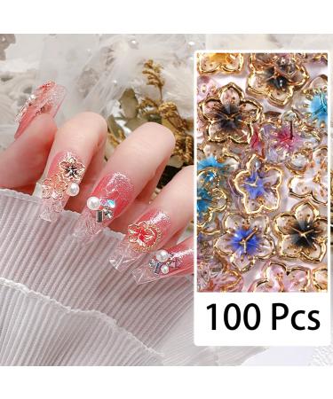 100Pcs Flower Nail Charms | 3D Resin Gems for Nail Art | DIY Manicure Decor | Mixed Color Spring Blossoms - Buy Online on GoSupps.com