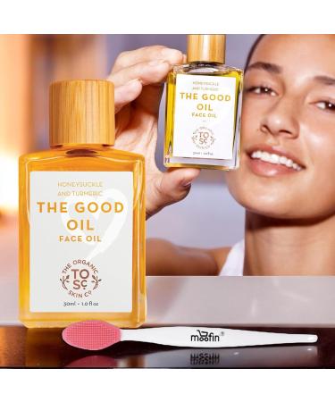 Good Oil Face Oil 30ml Bundle with Nose Cleaning Brush | Nourishing Glow Serum with Rosemary & Turmeric | Gua Sha Care - Buy Online - Buy Online on GoSupps.com