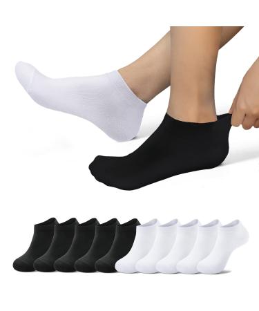 Eksher sneaker socks men and women 10 pairs of running socks short sports socks anti-sweat breathable running socks cotton 35-38 5*black+5*white