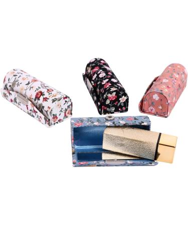 Hanyi Ladies Lipstick Case with Mirror Retro Print Lipstick Box Gift Set (4 Pcs) | Ideal for Travel & Makeup Lovers - Buy Online on GoSupps.com