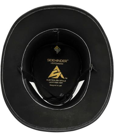SideWinder Australian Cowboy Leather Hat - Unisex Adult Wide Brim Outback Western Style (Medium Black) - Buy Online on GoSupps.com