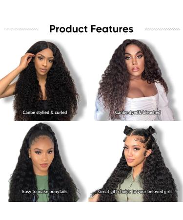 ALIMICE 22 Inch Deep Wave Lace Front Human Hair Wig for Black Women | Wet & Wavy HD Lace Frontal Wig with Natural Hairline & Baby Hair | Pre Plucked | 180% Density - Buy Online on GoSupps.com