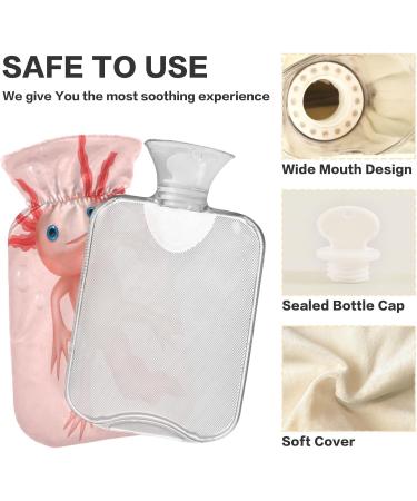 Cute Axolotl Hot Water Bottle 2L Plush Warmer for Kids & Adults | Soft Cover for Winter Comfort - Buy Online on GoSupps.com