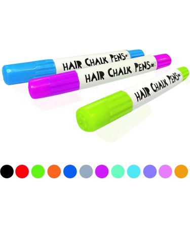 Deluxe Haircover Pins & Glitter Set - 12 Chalk & 4 Glitter Colored Pencils | Perfect Rainbow Birthday Gift for Girls - International Shipping Available - Buy Online on GoSupps.com