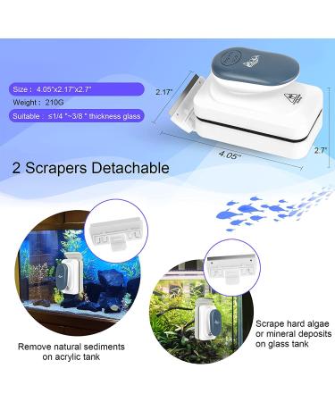 AQQA Aquarium Strong Magnetic Cleaner Brush | Fish Tank Algae Magnet Cleaning Tool with 2 Detachable Scrapers - Buy Online on GoSupps.com