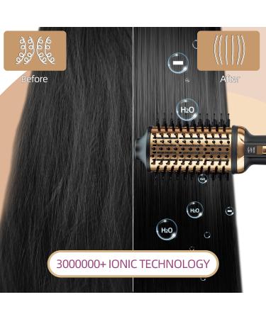 Plavogue Dual Voltage Hair Dryer Brush Volumizer - Travel Salon Blowout Brush, Negative Ionic, One-Step Hot Air Brush - International Upgraded Version (Black Gold) - Buy Online on GoSupps.com