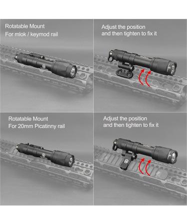M600C Scout Light 800 Lumens Tactical Flashlight with Rotating Mount Base | Picatinny & Mlok/Keymod Rail Compatible, Includes Remote Pressure Switch (M600C) - Buy Online on GoSupps.com