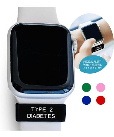 Rockadex Type 2 Diabetic Medical Alert Watch Sleeve 2 Pack - Colored Silicone Diabetic Supplies (Black) - Buy Online on GoSupps.com