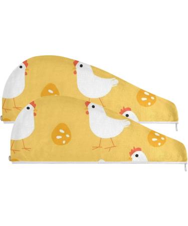 Super Absorbent White Rooster Eggs Hair Towel 2 Pack - Quick Drying Turbans for Women & Girls | Perfect Hair Drying Solution - Buy Online on GoSupps.com