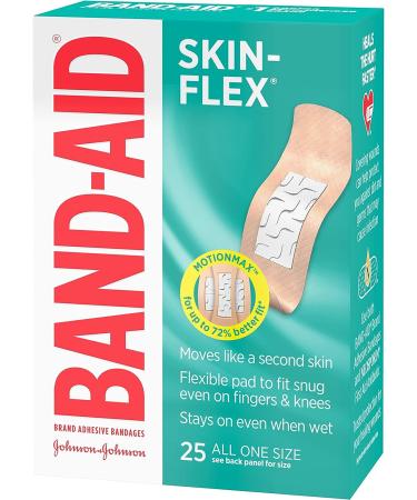 Band-Aid Skin-Flex Adhesive Bandages - 25 Count Pack - Flexible, Sterile Bandages for Minor Cuts, Scrapes, and Burns - Ideal for Fingers, Hands, and Knees - Buy Online on GoSupps.com