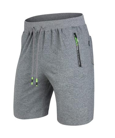 ZOXOZ Shorts Men's Shorts Summer Cotton with Zipper Pockets Gray XL