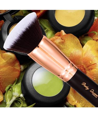 Party Queen Flat Top Kabuki Foundation Brush - Vegan Synthetic Makeup Tool for Liquid & Cream Blending - RoseGold FV8 - Buy Online on GoSupps.com
