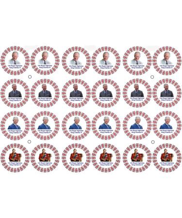 Holly Cupcakes 24 King Charles Pre Cut Cake Toppers- Made with love in the UK - Buy Online on GoSupps.com