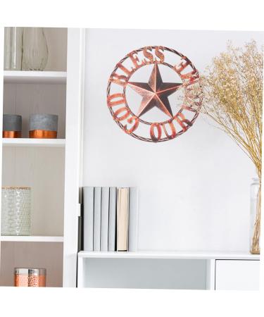 Cabilock Retro Wrought Iron Disc Wall Art Adornment Home Decoration God Bless Our Home Wall Decor Brown - Buy Online on GoSupps.com