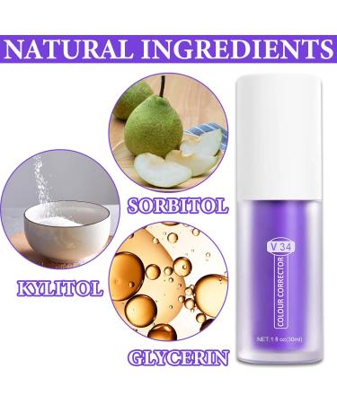 Shop V34 Purple Toothpaste for Teeth Whitening - Color Corrector Serum for Adults | Effective Stain Removal & Brightening - Buy Online on GoSupps.com