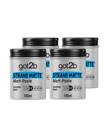 GOT2B Beach Matte Matt paste (100 ml) styling paste for matt surfing looks for strubeling texturing or taming without gluing medium hold 4x 100 ml 117 g (4 Pack)