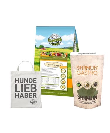 Bellfor Special Kit for Dogs Landgut-Schmaus - Insect Taste - For Feeding Dogs with Clostridium difficile, 2.5 kg Shiimun Gastronomy Powder 120 g and 1 Jute Bag