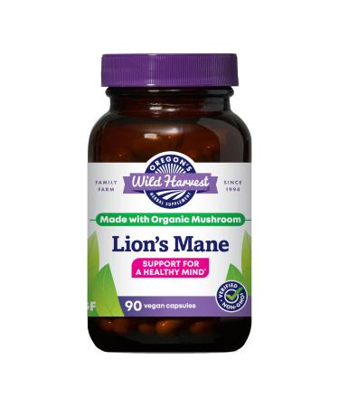 Lion's Mane Organic Herbal Supplement Vegan Capsules by Oregon's Wild Harvest 90 count