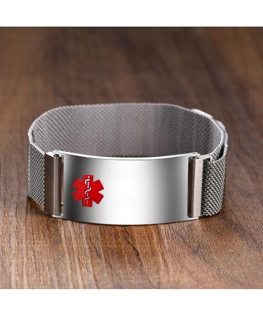 YOTHIWAD Medical Alert Bracelets for Men Women Medical Id Bracelets with Free Laser Engraving Adjustable Stainless Steel Band Magnetic Security Clasp Dual-Side Engraving *CUSTOM ENGRAVING - Buy Online on GoSupps.com