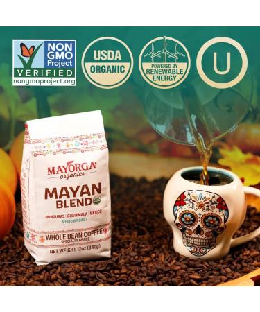 Mayorga Medium Roast Whole Bean Coffee 2 lb Bag - Smooth & Flavorful Organic Mayan Blend - Specialty Grade 100% Arabica Beans - Direct Trade - Non-GMO - 2 Pound Pack - Buy Online on GoSupps.com