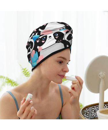 Panda Cute Pink Hearts Microfiber Hair Towel - Soft Super Absorbent Quick Dry Hair Cap for Long Curly & Thick Hair | Coral Velvet Towel Wrap for Women - Buy Online on GoSupps.com