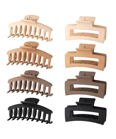 GEEROLL Large Hair Claw Clips 4.3 Inch, 8 Pack - Non-slip Hair Clips for Women with Thin, Thick, Curly Hair - Neutral Black Colors - Buy Online on GoSupps.com