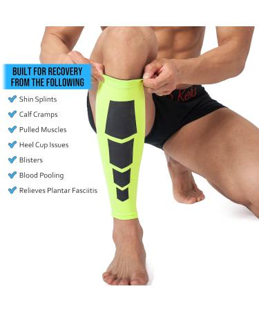 360 RELIEF Compression Calf Sleeves - Green, Large - 1 Pair | For Fitness, Sports, Shin Splints, Muscle Cramps | Running, Hiking, Marathon | Includes Mesh Laundry Bag - Buy Online on GoSupps.com