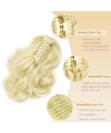 Gairyan 30cm Bleached Blonde Curly Ponytail Hair Extensions | Claw Clip Synthetic Wavy Braid for Women - Buy Online on GoSupps.com