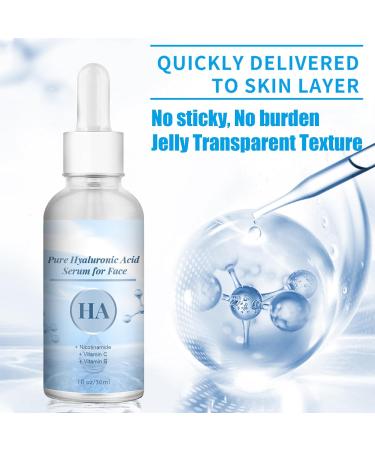 Hyaluronic Acid Plus Vitamin C Serum For Face Nicotinamide & Vitamin E Contained Face Serum For Women Hydrating & Anti Aging Serum Skincare For Facial Moisturiser Dull & Dry Skin - Buy Online on GoSupps.com