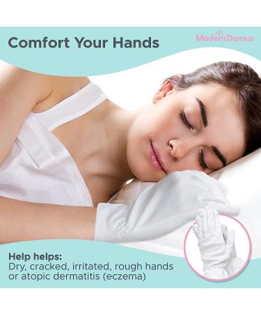 3 Pairs White Premium Cotton Sleep Gloves for Eczema and Dry Hands - Overnight Moisturizing Gloves for Men and Women - Includes Mesh Laundry Bag - Fits Most - Buy Online on GoSupps.com
