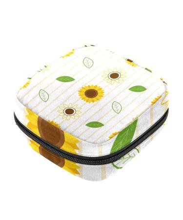 Sunflower Stripe Pattern Sanitary Napkin Storage Bag Menstrual Pad Bag Portable Menstrual Period Sanitary Pouch Zipper Tampons Collect Bags for Teen Girls Women Ladies Color 8
