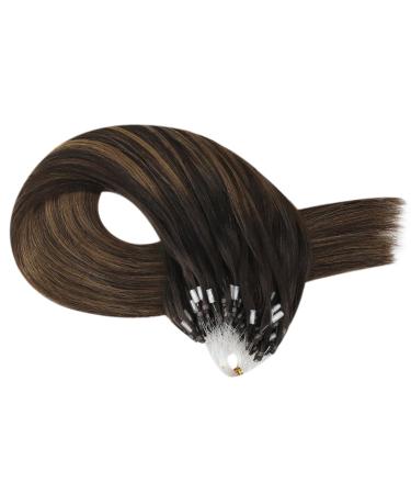 Moresoo Braun Microring Extensions | 55 cm Remy Real Hair Balayage Dark Brown - Cold Fusion Microrings 50g #2/6/2 - Buy Online on GoSupps.com