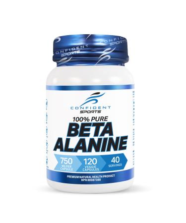 CONFIDENT SPORTS - Beta Alanine - 100% Pure Beta-Alanine - Push Harder Lift Heavier and Break Your Limit with Our Pre Workout - Maximum Strength + Absorption - 120 Count - 40 Servings 120 count (Pack of 1)