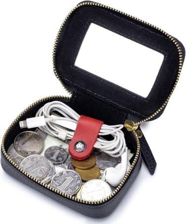 Shop Aileder Mini Lipstick Case with Mirror - Real Leather Travel Makeup Bag for Women & Girls - Stylish Black Cosmetic Storage - Buy Online on GoSupps.com