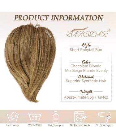 BARSDAR HAARDIAD Hair Extensions - Premium Synthetic Short Ponytail Rolls & Hair Jewelry for Women - 12/22cm & 12/24# Light Gold Brown & Pale Golden Blonde - Buy Online on GoSupps.com