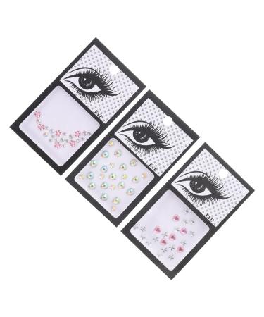 VINTORKY 3 Sets Eye Makeup Stickers Halloween Face Pearl Jewelry for Women Face Jewels for Makeup Rhinestone Festival Face Jewels Decorative Face Jewels Gems Adhesive Resin Delicate Miss 5X5X50.2CM Assorted Color C
