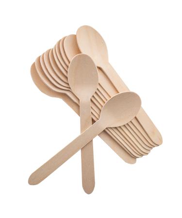 Disposable Wooden Forks -Pack of 100, 6.5" Length-Biodegradable, Natural Wooden Utensils, Great for Parties,Camping,Weddings&Dinner Events (Spoons)