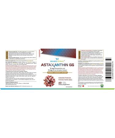 Wellness Extract Astaxanthin-GG Natural AstaREALTM Astaxanthin MicroAlgae for Eye & Skin Health | Healthy Aging | Antioxidant Health 60 Softgels - Buy Online on GoSupps.com