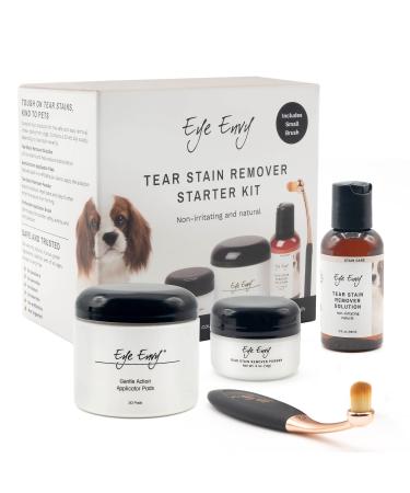 Eye Envy Dog Tear Stain Remover Starter Kit with ProPowder Brush | Stain Solution Applicator Pads Stain Powder and Small Applicator Brush | Lasts 30-45 Days Small Brush - Buy Online on GoSupps.com