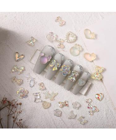 Aurora Bow Nail Charms 100PCS - 3D Butterfly Nail Art Decorations for Women and Girls | Resin Nail Ornaments for Salon and Home DIY - Buy Online on GoSupps.com